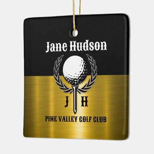 Geborsteld Goud Custom Golf Monogram Ontwerp Keramisch Ornament (Links)
