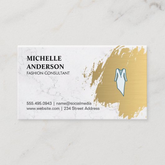 Geborsteld goud | Garderobe Kunstenaar | Mode Desi Visitekaartje (Voorkant)