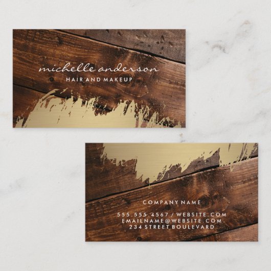 Geborsteld goud | Hout Visitekaartje (Voorkant / Achterkant)