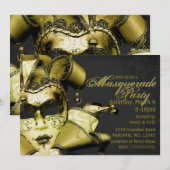 Geborsteld Goud Mardi Gras Masquerade Kaart (Voorkant / Achterkant)