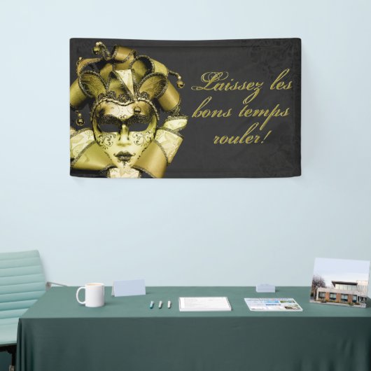 Geborsteld Goud Mardi Gras Masquerade Spandoek (Beurs)