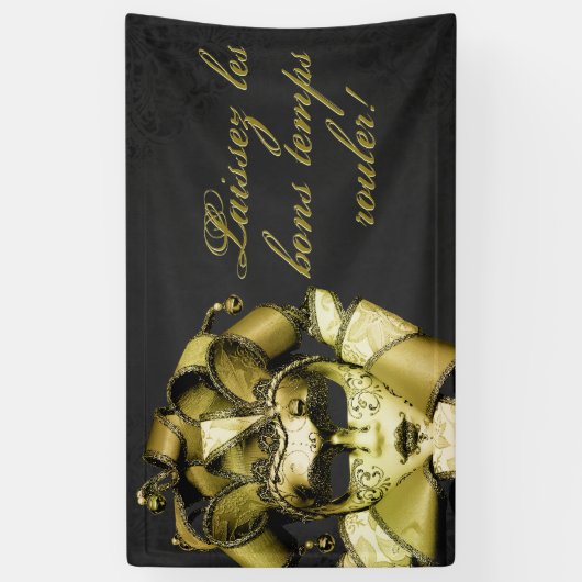 Geborsteld Goud Mardi Gras Masquerade Spandoek (Verticaal)