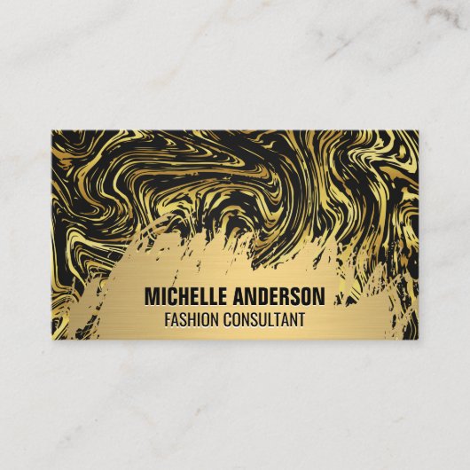 Geborsteld goud | Marmer verwrongen textuur Visitekaartje (Voorkant)