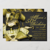 Geborsteld goud Masquerade Verjaardag Kaart (Voorkant / Achterkant)