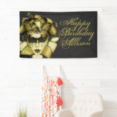 Geborsteld Goud Masquerade Verjaardag Spandoek (Insitu)