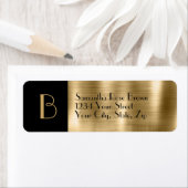 Geborsteld Goud & Zwart Monogram Retour Adreslabel Etiket (Insitu)