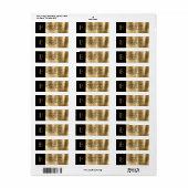 Geborsteld Goud & Zwart Monogram Retour Adreslabel Etiket (Full Sheet)