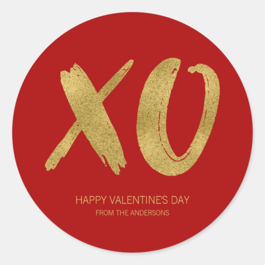 Geborsteld Gouden Folie XOXO Valentijn Sticker (Voorkant)
