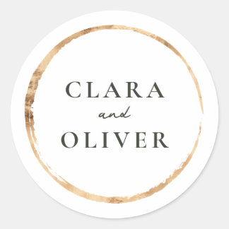 Geborsteld Gouden Ring Serif Trouw Envelope Ronde Sticker