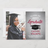 Geborsteld Grijs Ombre, Rood en Wit Afstuderen Fot Kaart (Voorkant)