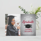 Geborsteld Grijs Ombre, Rood en Wit Afstuderen Fot Kaart (Staand voorkant)