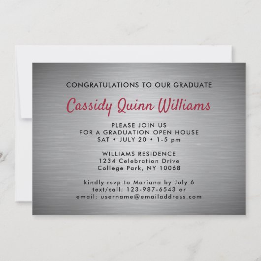 Geborsteld Grijs Ombre, Rood en Wit Afstuderen Fot Kaart (Achterkant)