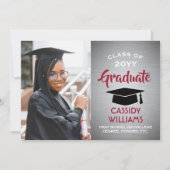 Geborsteld Grijs Ombre, Rood en Wit Afstuderen Fot Kaart (Voorkant)