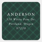 Geborsteld groen geruit Retouradreslabel Vierkante Sticker (Voorkant)
