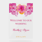 Geborsteld Hibiscus Bloemen bruiloft Acryl Bord (Voorkant)