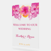 Geborsteld Hibiscus Bloemen bruiloft Acryl Bord (Hoek)