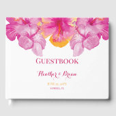 Geborsteld Hibiscus Bloemen bruiloft Gastenboek (Voorkant)