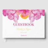 Geborsteld Hibiscus Bloemen bruiloft Gastenboek (Voorkant)