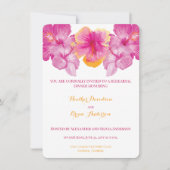 Geborsteld Hibiscus Bloemen bruiloft repetitie din Kaart (Voorkant)