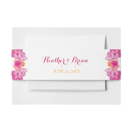 Geborsteld Hibiscus Bloemen bruiloft Uitnodigingen Wikkel (Voorkant Voorbeeld)