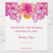 Geborsteld Hibiscus Bloemen bruiloft Wijn Etiket (Enkel label)