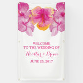 Geborsteld Hibiscus Bloemen Trouwbanner Spandoek (Verticaal)