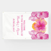 Geborsteld Hibiscus Bloemen Trouwbanner Spandoek (Horizontaal)