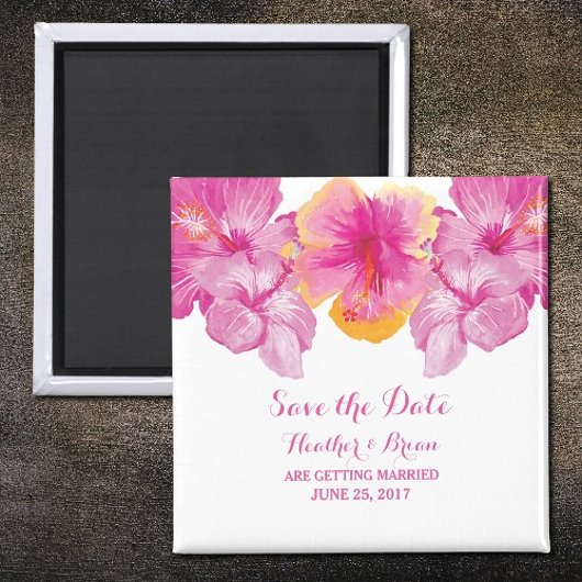 Geborsteld Hibiscus Floral Save the Date Magnet