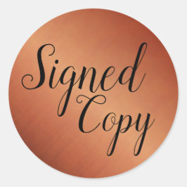 Geborsteld koper Ondertekend exemplaar Schrijver A Ronde Sticker