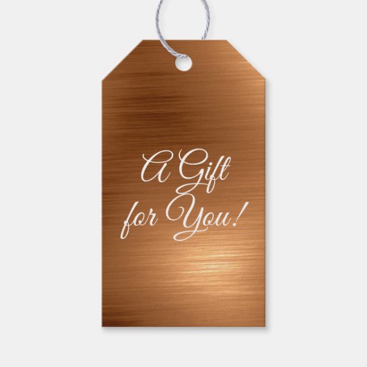 Geborsteld koperen uitzicht cadeaulabel (Voorkant)