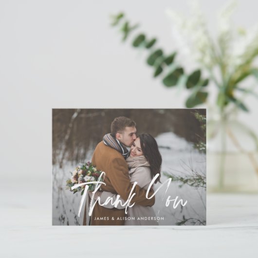 Geborsteld Lettering Bruiloft Dank u Briefkaart (Staand voorkant)