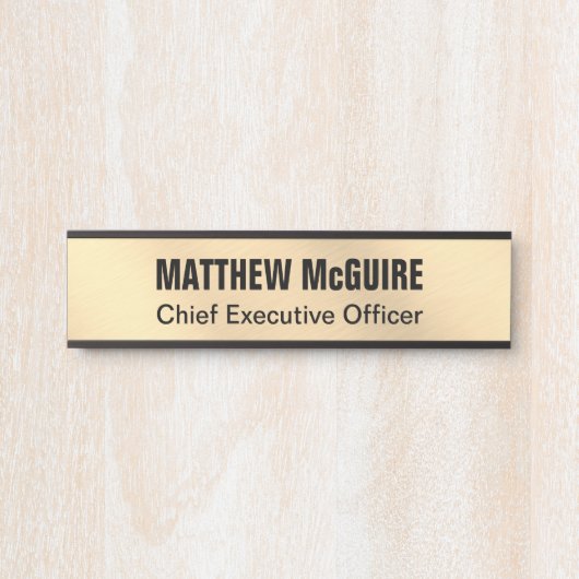 Geborsteld licht goud look Kantoor Deurbordje (Voorkant)