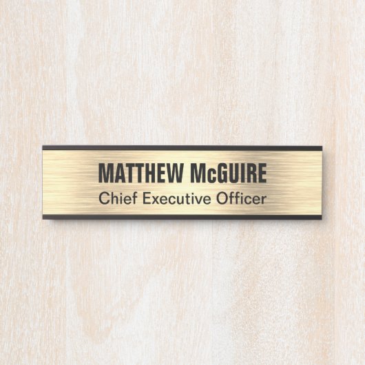 Geborsteld licht goud look Kantoor Deurbordje (Voorkant)
