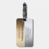Geborsteld metaal bagagelabel in zilvergrijs en ko (Achterkant verticaal)