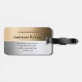 Geborsteld metaal bagagelabel in zilvergrijs en ko (Achterkant horizontaal)