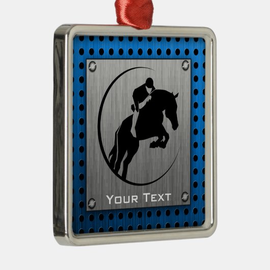 geborsteld metaal; Blauwe paardenpest Metalen Ornament (Rechts)