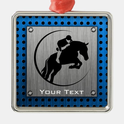 geborsteld metaal; Blauwe paardenpest Metalen Ornament (Voorkant)