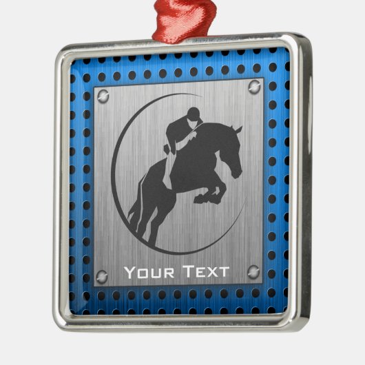 geborsteld metaal; Blauwe paardenpest Metalen Ornament (Links)