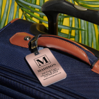 Geborsteld Metaal Blush Vet Monogram Gepersonalise Bagagelabel