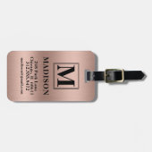 Geborsteld Metaal Blush Vet Monogram Gepersonalise Bagagelabel (Voorkant horizontaal)