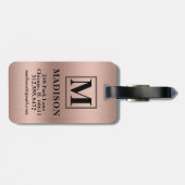 Geborsteld Metaal Blush Vet Monogram Gepersonalise Bagagelabel (Achterkant horizontaal)