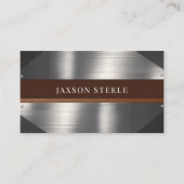 Geborsteld metaal en bruin accent visitekaartje (Voorkant)