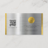 Geborsteld Metaal Goud Handtekening Script QR Code Visitekaartje (Achterkant)
