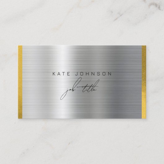 Geborsteld Metaal Goud Handtekening Script QR Code Visitekaartje (Voorkant)