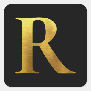 Geborsteld Metaal Goud Monogram R Zwart Vierkante Sticker