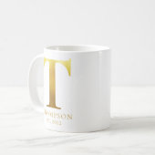 Geborsteld Metaal Goud Monogram T Koffiemok (Voorkant links)