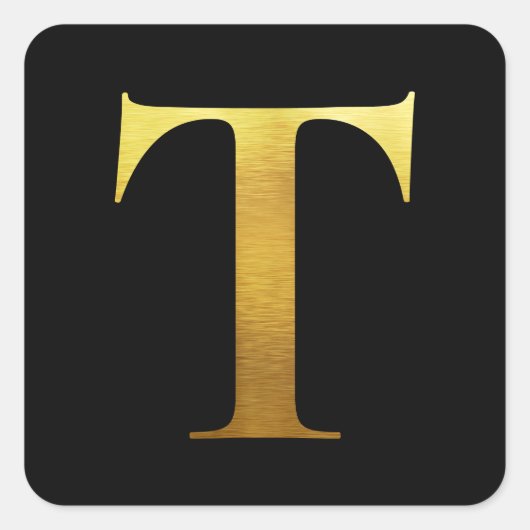 Geborsteld Metaal Goud Monogram T Zwart Vierkante Sticker (Voorkant)
