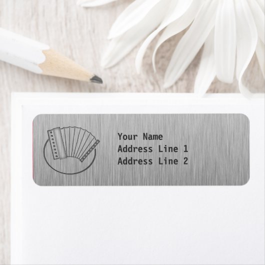 Geborsteld metaal-look accordeon etiket (Insitu)