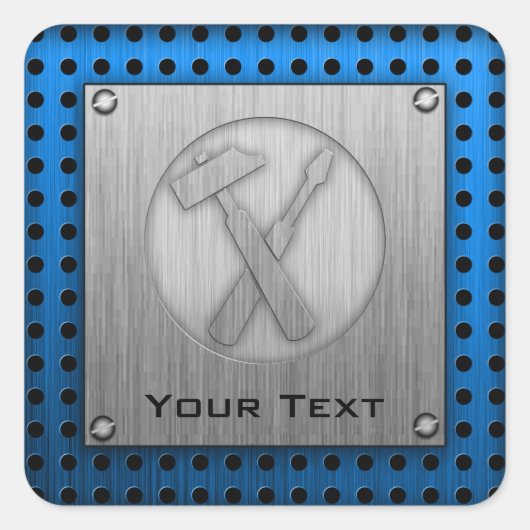 Geborsteld metaal-look Carpenter Gereedschap Vierkante Sticker (Voorkant)