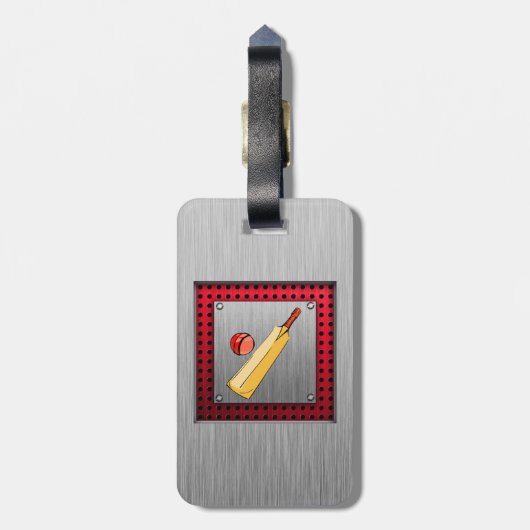 Geborsteld metaal look Cricket Bagagelabel (Achterkant verticaal)